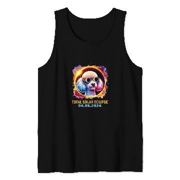 Discover Total Solar Eclipse 2024 Poodle Dog Eclipse Glasses Colorful Tank Tops