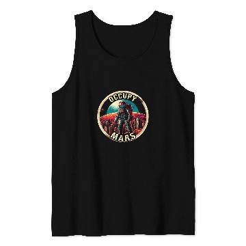 Discover Occupy Mars Retro Futuristic Astronaut on Mars Colony Tank Tops
