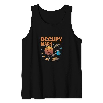 Discover Occupy Mars Outer Space Science Astronaut Spaceship Planets 5 Tank Tops