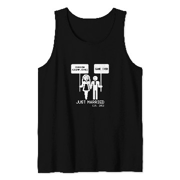 Discover Just married Game over pixel art for couple Honeymoon Tank Tops