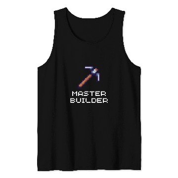 Discover Master Builder Funny Video Game Pickaxe Pixel Art Gamer Tank Tops