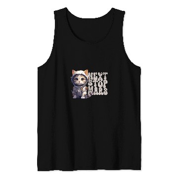 Discover Next Stop Mars Cute Astronaut Cat Tank Tops