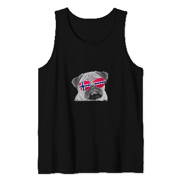 Discover Pug Dog Norway Flag Sunglasses Tank Tops