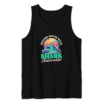 Discover Waves Shark Conservation Design Biologist Shark Lover Tank Tops