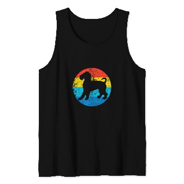 Discover Wire Fox Terrier Dog Breed Silhouette Retro 1970s Circle Tank Tops