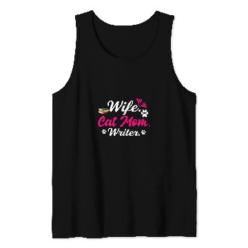 Discover Wife Cat Mom Writer Author Book Writing 2 Tank Tops
