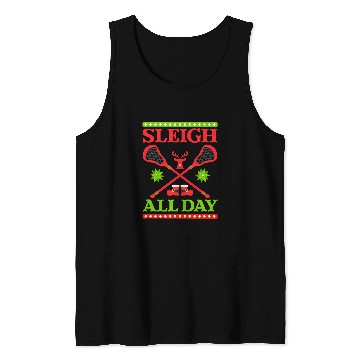 Discover Sleigh All Day Design Christmas Lacrosse Tank Tops