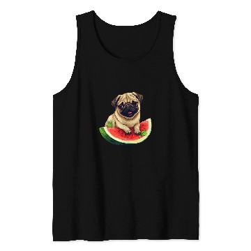 Discover Pug with Red Watermelon Summer Fruit Canine Design Tank Tops