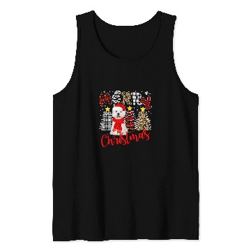 Discover Westie Merry Christmas Tree Leopard Plaid Printed Tank Tops
