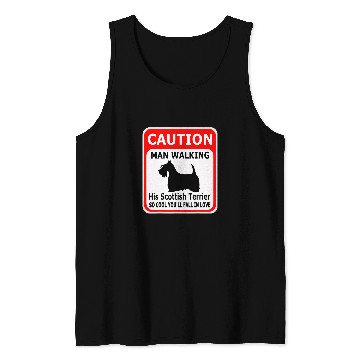 Discover Scottish Terrier Caution Man walking his... Tank Tops