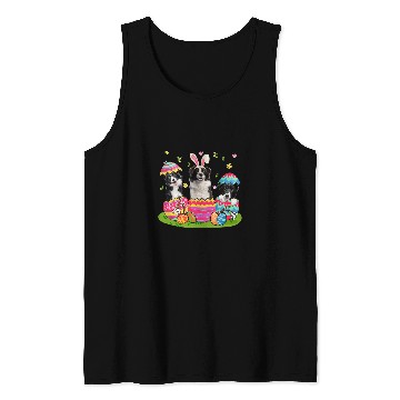 Discover Three Bunny Border Collie Inside Easter Egg Happy Easter Tank Tops