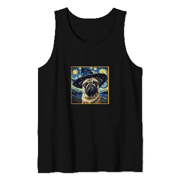 Discover Van Gogh Starry Night Pug Cute Dog Halloween Tank Tops
