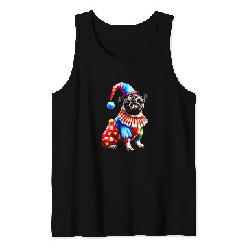 Discover Pug Dressed As Clown Dog Lovers Circus Pug Clown Design 3 Tank Tops