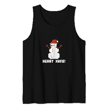 Discover Merry xmass 8 Bit Pixelated Pixel Ugly Christmas Snowman Tank Tops