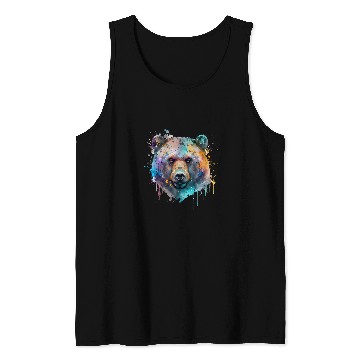 Discover Mobile phone case colourful bear brown bear watercolour painting Tank Tops