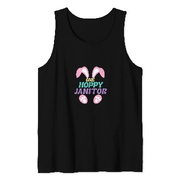 Discover One Hoppy Janitor Easter Bunny Funny Cleaner For Easter Tank Tops