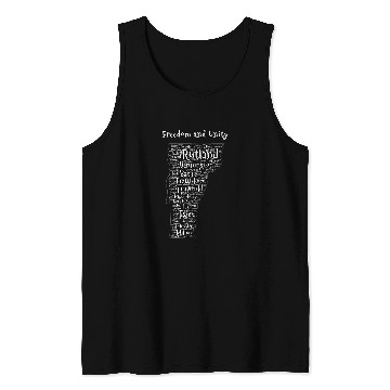 Discover Vermont Cities State Map Word Art Cloud Patriotic Tank Tops