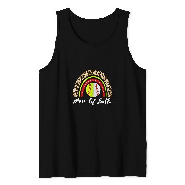 Discover Womens Mom of Both Baseball Softball Women Rainbow Leopard Funny Tank Tops