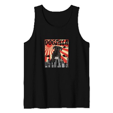 Discover Retro Dogzilla Japanese Dog Italian Course Tank Tops