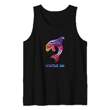 Discover Seattle Washington Native American Indian Orca Killer Whale Tank Tops