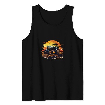 Discover Tractors Farmer 2vintages Sunset Tank Tops