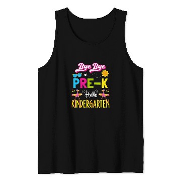 Discover Bye Bye Prek Hello Kindergarten Flamingo Back to School Tank Tops