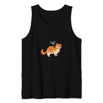 Discover Tabby Red Cat Pilot Riding Aviation Flight Crew Fantasy Tank Tops