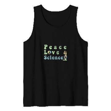 Discover Peace Love Science Microscope Design Science Teacher Tank Tops