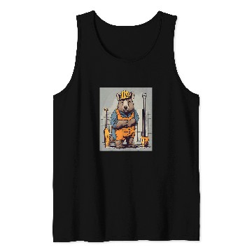 Discover Wombat Construction Foreman Building Site Animal Design Tank Tops
