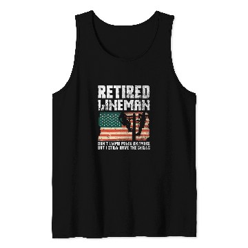 Discover Retired Lineman Design For Patriotic Lineworker Tank Tops