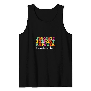 Discover Advocate Support Empower Groovy Social Worker Graduation MSW 11 Tank Tops