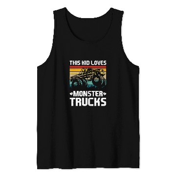 Discover This Kid Loves Monster Trucks vintages Trucker Tank Tops