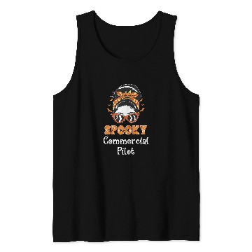 Discover Messy Bun Spooky Commercial Pilot Women Halloween Tank Tops