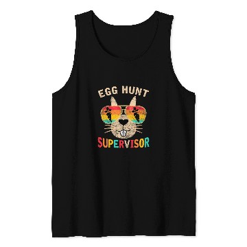Discover Egg Hunt Supervisor Retro Egg Hunting Party Mom Dad Easter Tank Tops