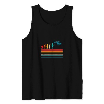 Discover Helicopter Evolution Helicopter Pilot Rotorcraft Retro Tank Tops