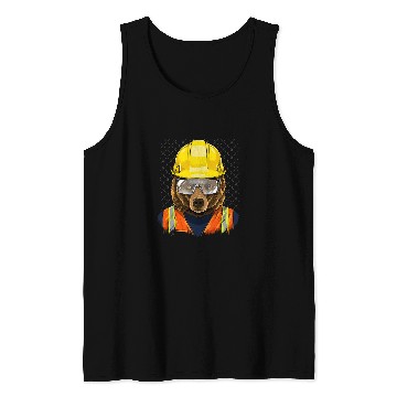 Discover Construction Worker Brown Grizzly Bear Laborer Bear Lover Tank Tops