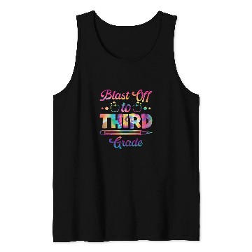 Discover Blast Off to Third Grade Student Novelty Back to School Tank Tops
