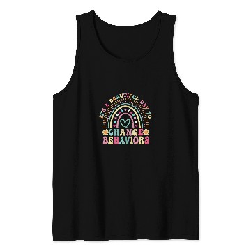 Discover ABA Behavior Analyst Boho Rainbow Behavior Therapist Gifts Tank Tops
