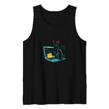 Discover Cat I Work On Computers Coding Geek Design Tank Tops
