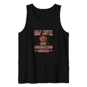 Discover Half Coffee Half Construction worker Retro Inspirational 2 Tank Tops