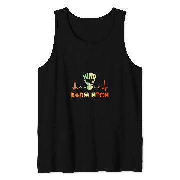 Discover Badminton Heartbeat Retro Style 70s 80s Badminton Player Tank Tops