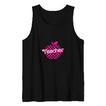 Discover Teacher Pink Checkered Apple funny Retro for Teacher Tank Tops
