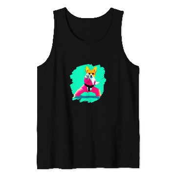Discover Corgi Doing Karate Kick Black Belt Martial Arts Dog 2 Tank Tops