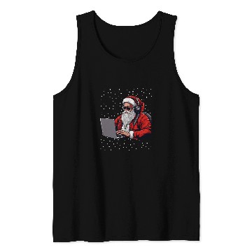 Discover Santa In Front of Laptop Programmer Web Developer Christmas Tank Tops