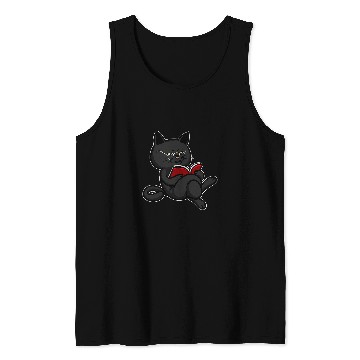 Discover Grumpy Reading Cat Book Lovers Reading Book 1 Tank Tops