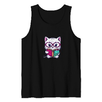 Discover Kawaii Cats Book Lover Cat 6 Tank Tops