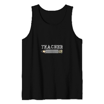 Discover Retro Checkered Teacher Leopard Pencil Back To School Tank Tops