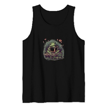 Discover Aesthetic Cottagecore Frog reading book Tank Tops