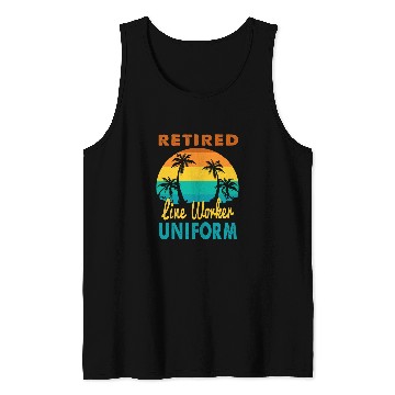 Discover Retired Line Worker Uniform Tropical Island Retirement Tank Tops