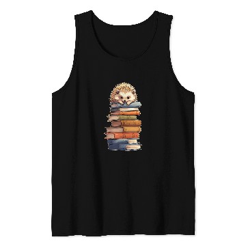 Discover Hedgehog Books Stack of Books Reading Books Tank Tops